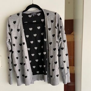 Grey heart sweater, hearts cardigan
